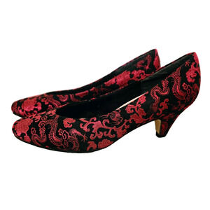 Comfort Zone Red Brocade Small Heel Pumps Size 7.5